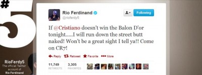 Ferdinand: Ako Ronaldo ne osvoji Zlatnu loptu trčaću go! (FOTO)