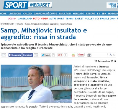 TUČA: Mihajlović fizički napadnut u Đenovi