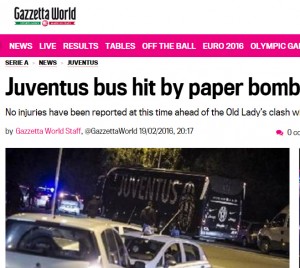 ZASTRAŠIVANJE: Navijači Bolonje bacili eksplozivnu napravu na Juventusov autobus