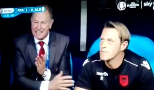NE UME DA GUBI: Krajnje nesportska reakcija selektora Albanije posle gola Grizmana (VIDEO)