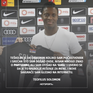 Teofilus Solomon po dolasku u Partizan