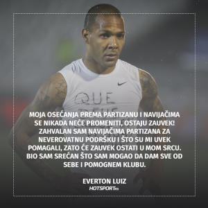 Everton Luiz pri oproštaju od Partizana