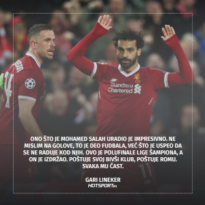 Lineker o tome što se Salah nije radovao kod golova