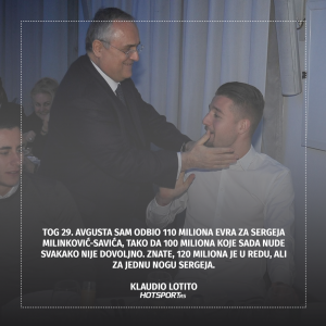 Klaudio Lotito o prodaji Sergeja Milinković-Savića
