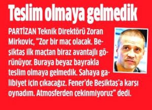 TURSKI MEDIJI: Partizan u Istanbulu nema šta da izgubi