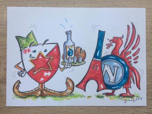 SA RAKIJOM I POGAČOM: Nova karikatura iz edicije ‘Zvezda u Evropi’, crveno-beli doček za evropske velikane (FOTO)