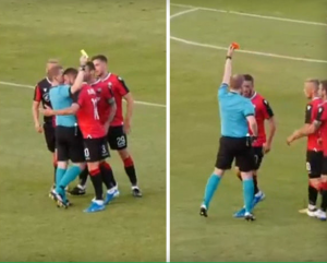 BRUKA U LUKSEMBURGU: Škendija ispala, a albanski fudbaler fizički se obračunao sa sudijom (VIDEO)