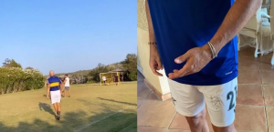 NE MOŽE BEZ FUDBALA: Miha zaigrao u dresu Boke i potpisanom šorcu srpskog reprezentativca (FOTO)