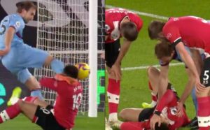 OVAKO BRUTALAN POTEZ PREMIJER LIGA NE PAMTI: Umesto lopte šutnuo protivničkog igrača u glavu, na kraju nije dobio ni žuti karton (VIDEO)