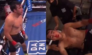 MEKSIKANCU SE SADA SVI SMEJU: Spuštenim rukama provocirao rivala, pa nokautiran ispao iz ringa (VIDEO)