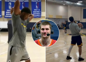 SMEH DO SUZA NA TRENINGU DENVERA: Košarkaši Nagetsa imitirali Srbina, pogledajte pa procenite ko je bolje skinuo Jokićeve poteze?!