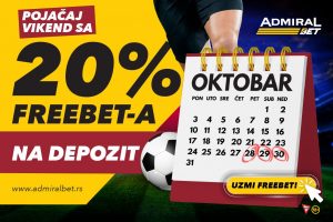 ADMIRALBET ČASTI I OVOG VIKENDA: Preuzmite 20% freebeta svakog dana!