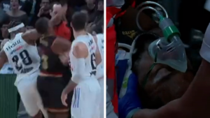 DRAMATIČNE SCENE U MADRIDU: Bivšeg košarkaša Zvezde izneli na nosilima, sa maskom za kiseonik na licu! (VIDEO)