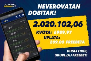 ADMIRALBET JE IZNEDRIO NOVOG MILIONERA!