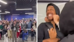 KAKVA LUDNICA NA AERODROMU:Grobari u ranu zoru dočekali miljenike, Panter imitirao Obradovića i dozivao Aleksu! (VIDEO)