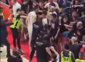 HAOS U PIONIRU NAKON DERBIJA: Delije želele da upadnu na teren, Luka Mitrović odgurnuo navijača (VIDEO)