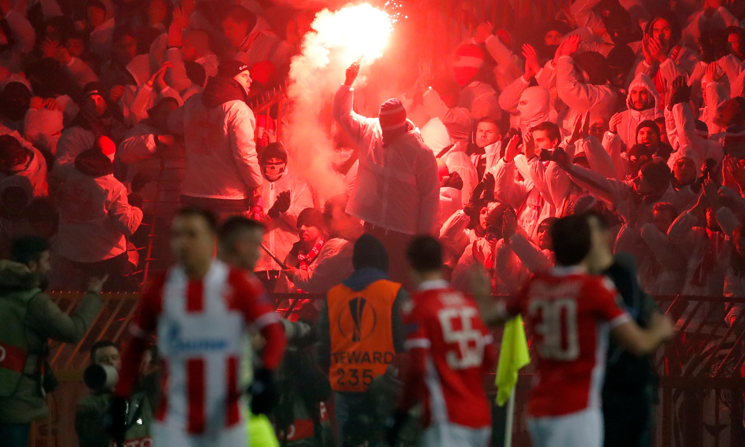 UEFA Europa League football match between Crvena Zvezda and Koln in Belgrade, Serbia on December 7. 2017.