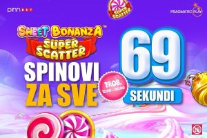 69 SEKUNDI BESPLATNIH SPINOVA – SAMO DANAS, SAMO U PINNBET-U: Slatki dobitci vas čekaju na Sweet Bonanza Super Scatter slot igri!