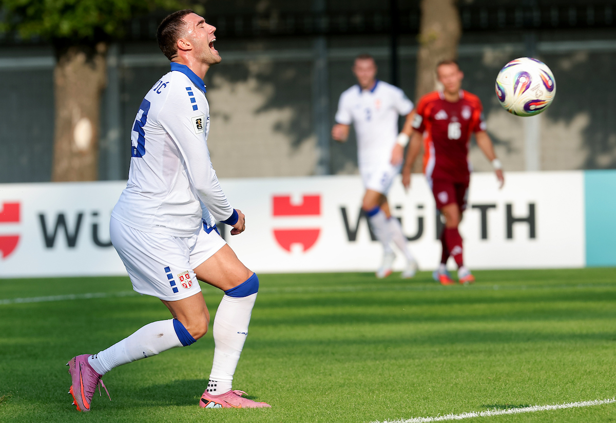 Latvia vs Serbia, FIFA World Cup 2026 European Qualifier Group K football match Latvia vs Serbia, FIFA World Cup 2026 European Qualifier Group K football match