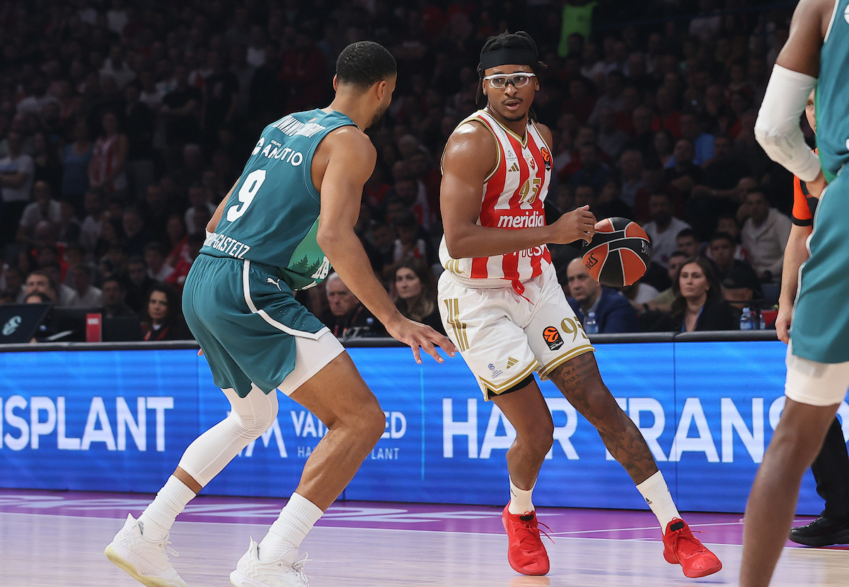 Crvena Zvezda (Red Star) v Baskonia on October 23. 2025. in Belgrade, Serbia. Euroleague round 6 25/26 Crvena Zvezda (Red Star) v Baskonia on October 23. 2025. in Belgrade, Serbia. Euroleague round 6 25/26