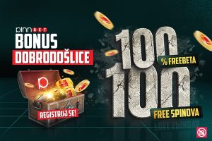 DOBRODOŠLICA KOJA SE NE PROPUŠTA – NOVI BONUS ZA NOVE PINNBET IGRAČE  100% freebet i 100 besplatnih spinova na samom početku nove avanture!