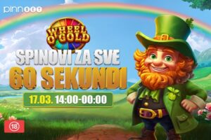 MINUT BESPLATNE SLOT ZABAVE NA IGRI WHEEL O’ GOLD: Ulogujte se, pokrenite igru i uživajte u 60 sekundi besplatnih spinova!