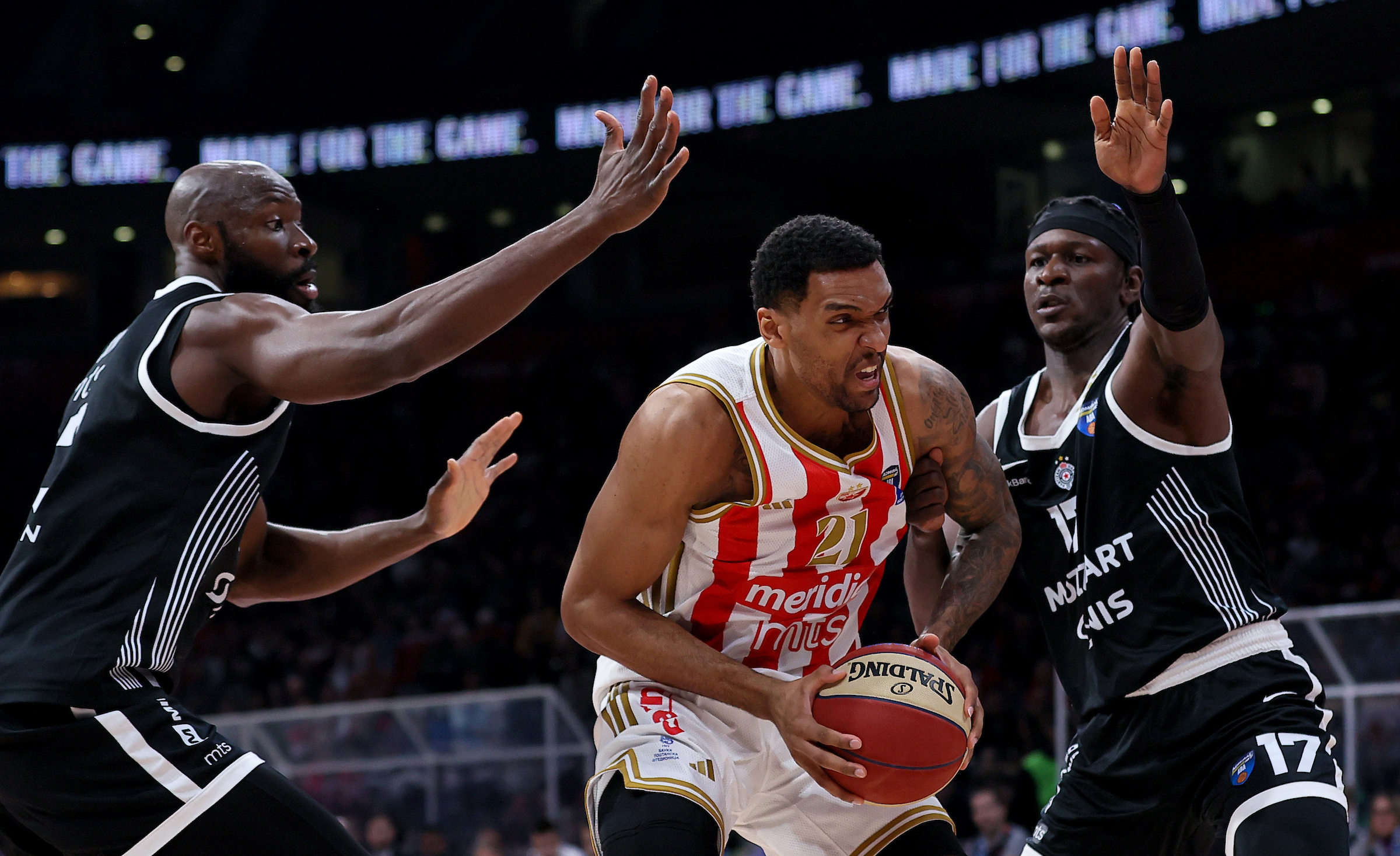 Crvena Zvezda v Partizan basketball match of ABA League 2025/2026 Top 8 Round 4, at the Belgrade Arena in Belgrade, Serbia on March 22nd. Crvena Zvezda v Partizan basketball match of ABA League 2025/2026 Top 8 Round 4, at the Belgrade Arena in Belgrade, Serbia on March 22nd.