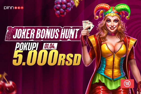 JOKER IZ RUKAVA – BONUS STIŽE NA SVAKIH 500 SPINOVA  Jedan dan, jedan izazov i do 5.000 dinara!