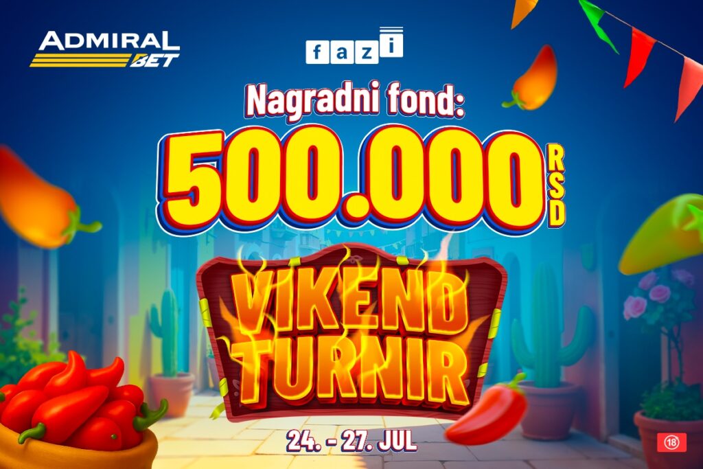 VIKEND JE REZERVISAN ZA FAZI – POLA MILIONA ČEKA NAJUPORNIJE  Zaigrajte odabrane slot igre, zauzmite mesto među 40 najboljih i osvojite do 120.000 dinara!