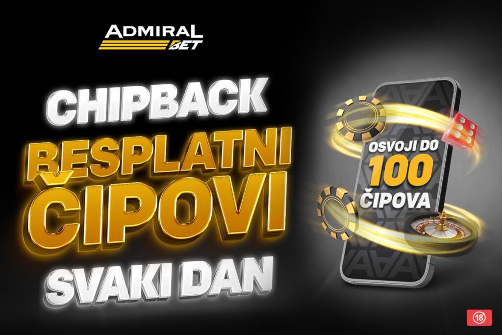 BESPLATNI ČIPOVI VAS ČEKAJU SVAKOG DANA  Zadržite svoje mesto za stolom, jer u AdmiralBetu igra se nastavlja!