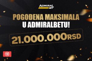 Nije šala, u AdmiralBetu maksimala! Isplaćen tiket od 21 milion!