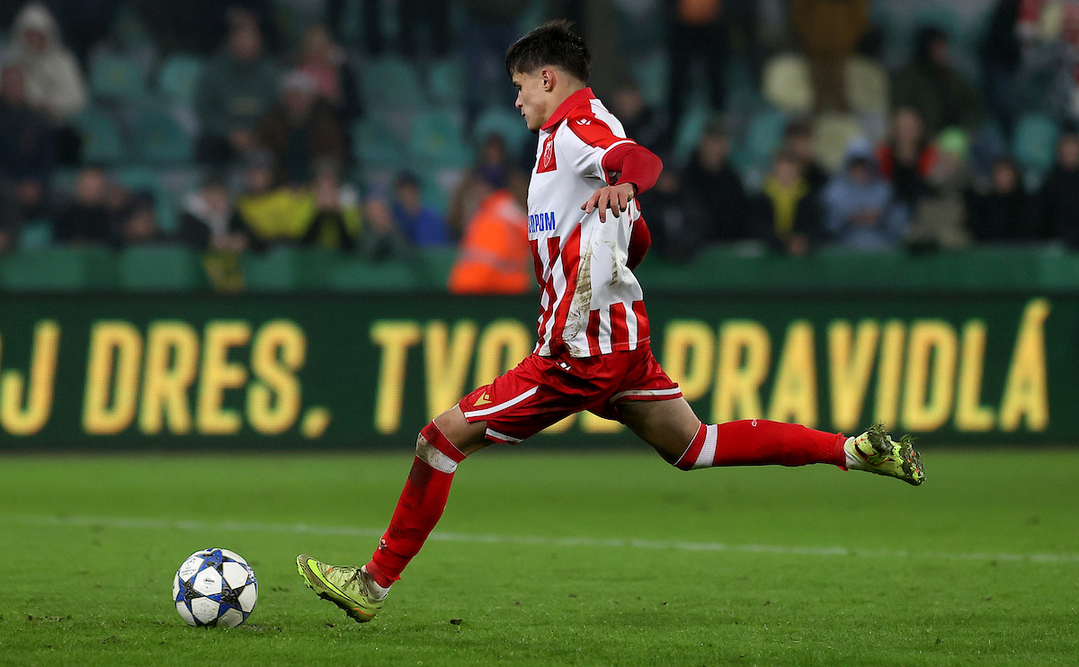 Zilina v Crvena Zvezda football match of UEFA Domestic Champions path round 3 2025/26 youth on December 10. 2025. in Zilina, Slovakia. Zilina v Crvena Zvezda football match of UEFA Domestic Champions path round 3 2025/26 youth on December 10. 2025. in Zilina, Slovakia.