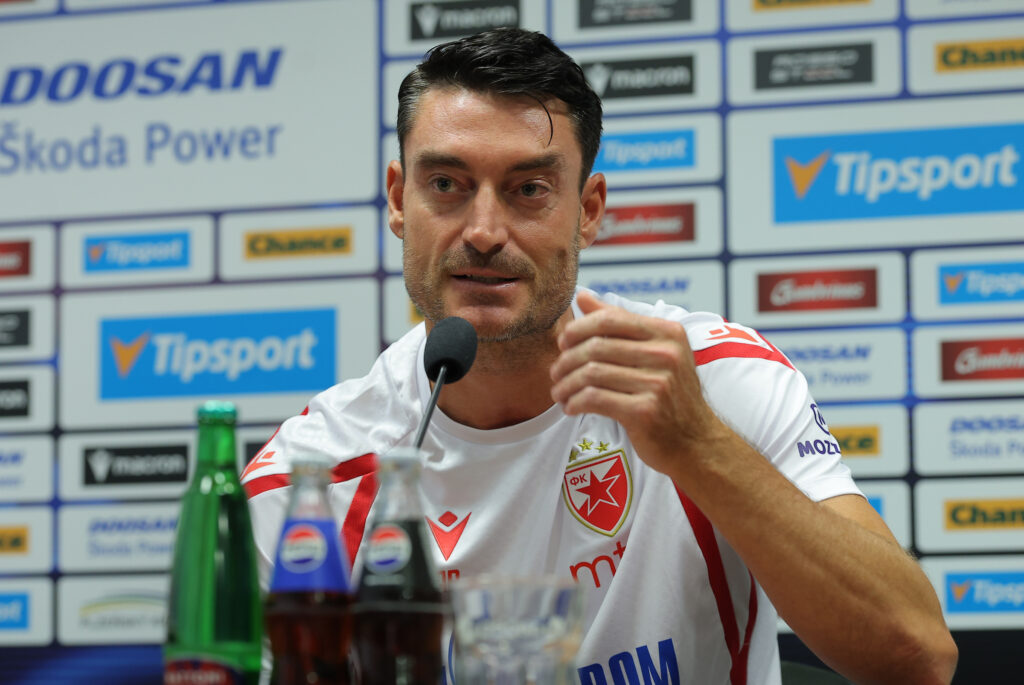 Press Conference, Viktoria Plzen v Crvena Zvezda, UEFA Europa League, play offs, 2nd leg Season 2026/2027