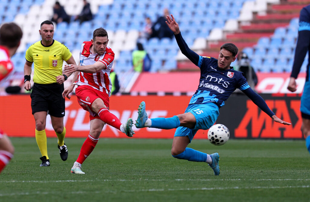 Crvena Zvezda v Radnicki Nis football match of Mozzart Bet Super Liga round 28. at the Rajko Mitic Stadium in Belgrade, Serbia on March 21st.