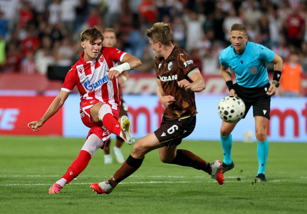Crvena Zvezda v Viktoria Plzen football match of UEFA Europa League 2026/2027, Playoff Round, Two Legs, round 1