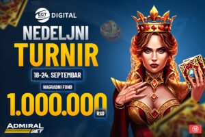 MIRIŠE NA JESENJE DOBITKE – EGT DONOSI MILION DINARA: Zauzmite mesto među 70 najboljih na AdmiralBet turniru i osvojite do 200.000 dinara!