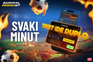 DUPLIRANI DOBICI SVAKOG MINUTA DO KRAJA VIKENDA – SAMO NA ADMIRALBETU! Od petka do nedelje svakog minuta se izvlači jedan tiket za dupli dobitak!