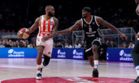 Crvena Zvezda v Partizan basketball match of ABA League 2025/2026 Top 8 Round 4, at the Belgrade Arena in Belgrade, Serbia on March 22nd.