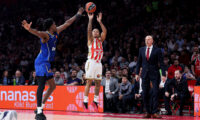 Crvena Zvezda v Maccabi Tel Aviv basketball match of Euroleague 2025/2026 round 27. on February 6. 2026. in Belgrade, Serbia.